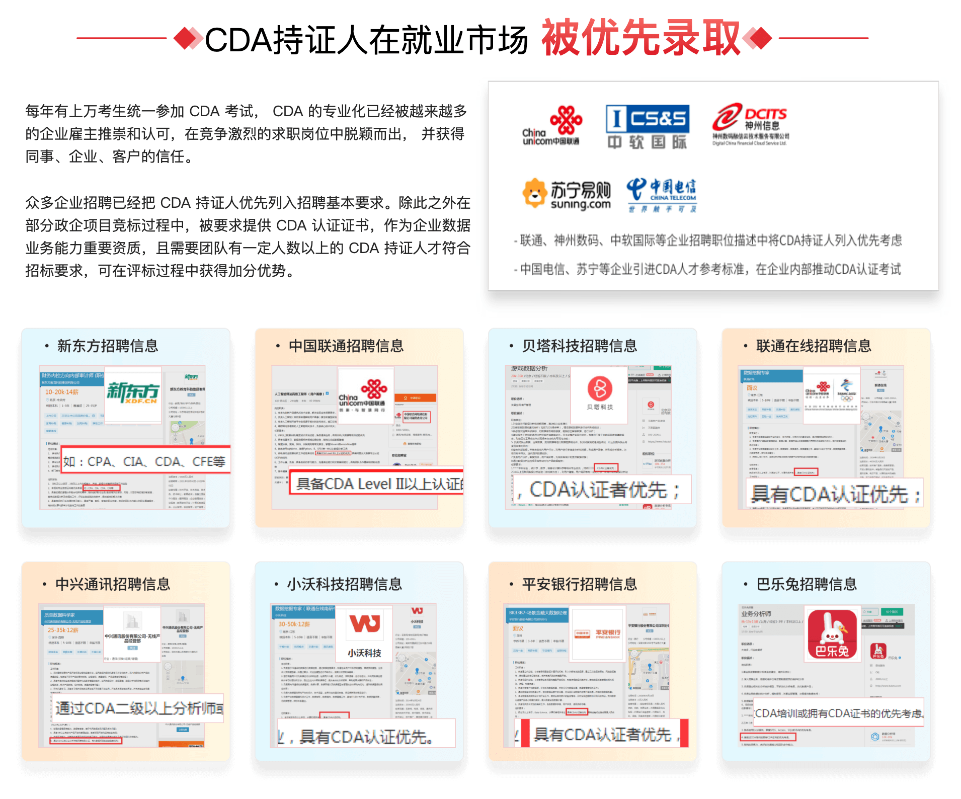 CDA 认证个等级报考信息！（十分重要！！）